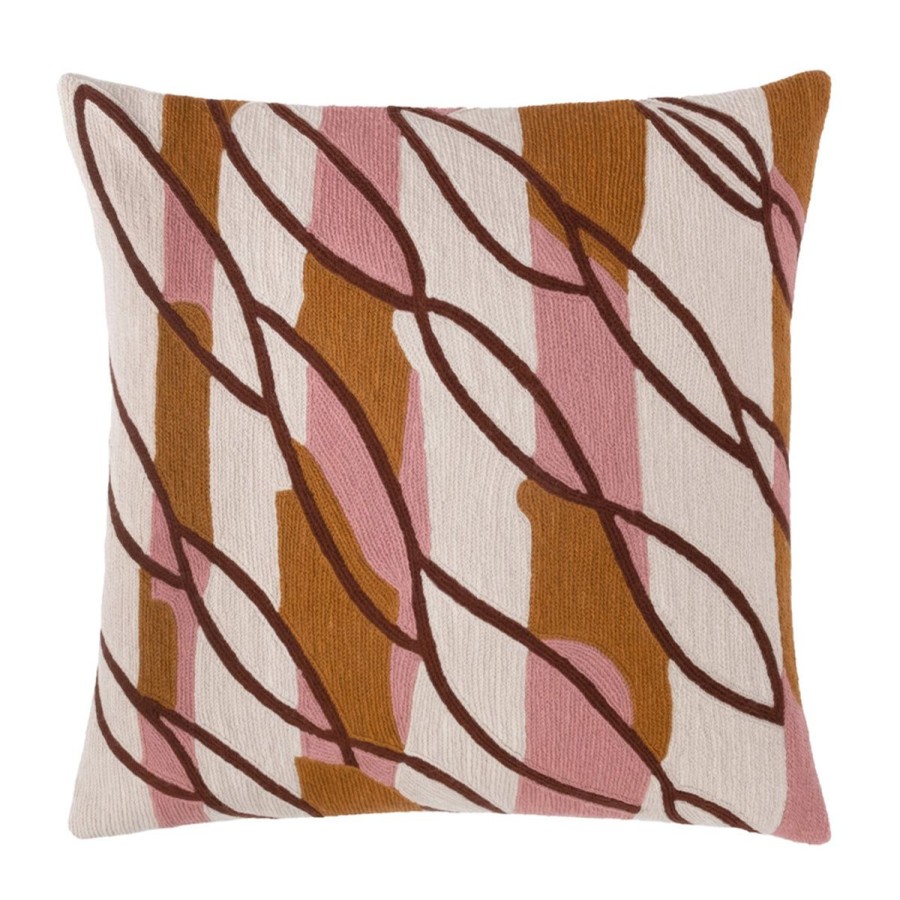 Judy Ross Judy Ross Passage 18" Embroidered Pillow-Oyster/Dusty Pink/Amber/Sierra Hot