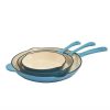 Gracious Home Kitchen 3 Pc Enameled Cast Iron Skillet Set Clearance