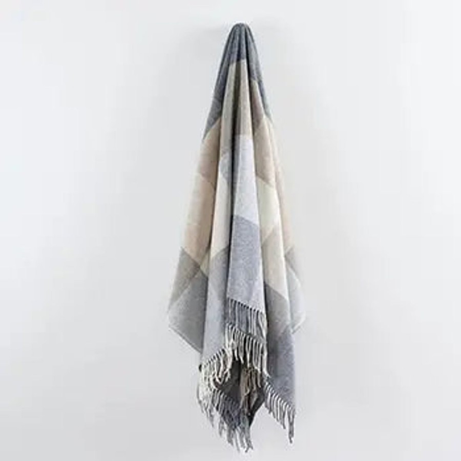 Avoca Handweavers Avoca Rome Beige Grey Cashmere Blend Throw Clearance