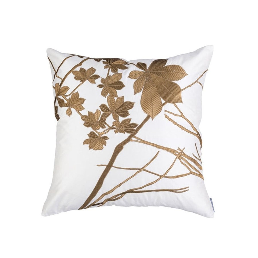 Lili Alessandra Lili Alessandra Leaf Square Pillow-Ivory/Antique Gold Hot