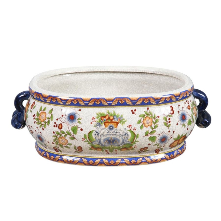 Winward International Winward Tuscan Floral Oval Cache Pot Hot