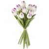 K&K Interiors K&K 13.5" Purple/White Real Touch Mini Tulip Bundle (12 Stems) New