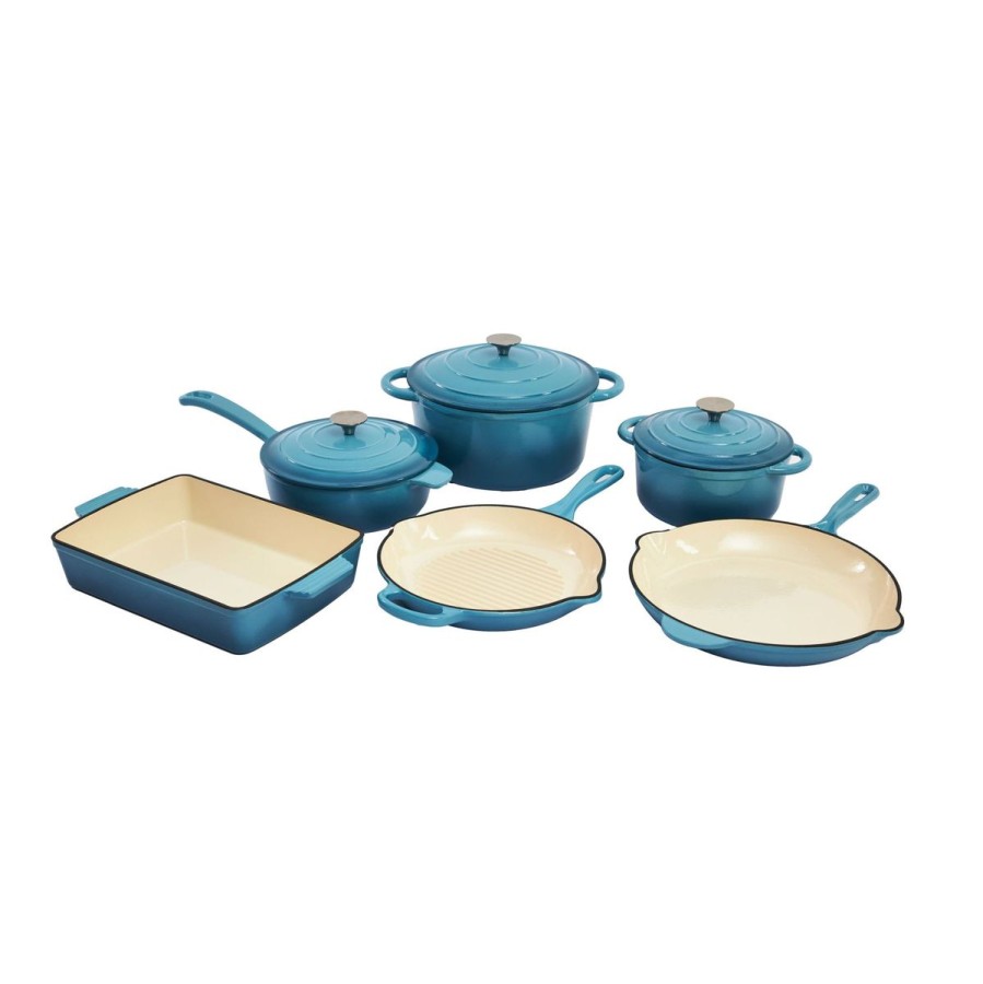 Gracious Home Kitchen 9 Pc Enameled Cast Iron Cookware Set Wholesale