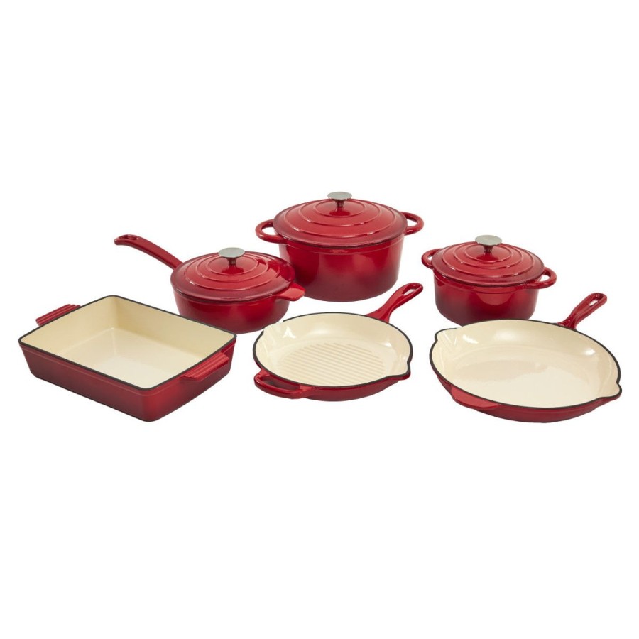 Gracious Home Kitchen 9 Pc Enameled Cast Iron Cookware Set Wholesale