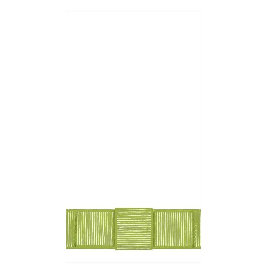 Caspari Caspari Ribbon Border Green Guest Towel Clearance