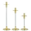 K&K Interiors K&K Set Of 3 Acrylic/Gold Metal Slender Taper Candleholders New