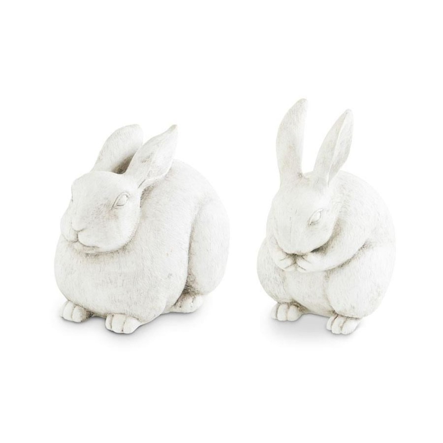 K&K Interiors K&K White Resin Rabbits (Set Of 2) Clearance