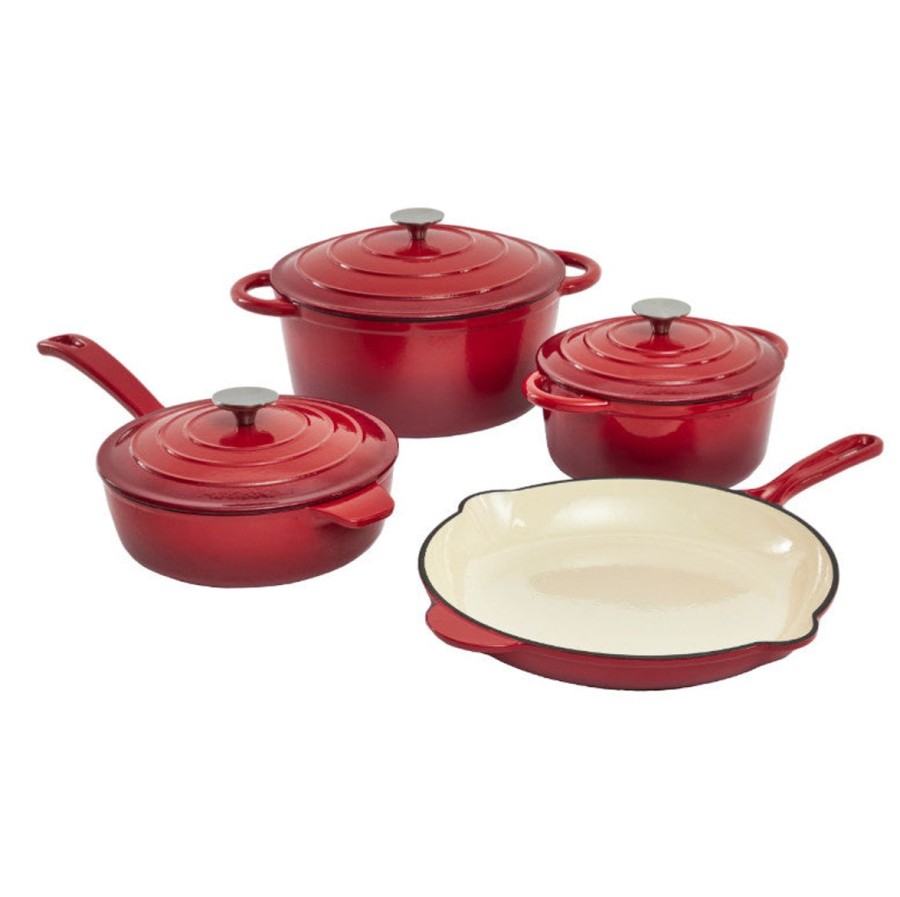 Gracious Home Kitchen 7 Pc Enameled Cast Iron Cookware Set Clearance