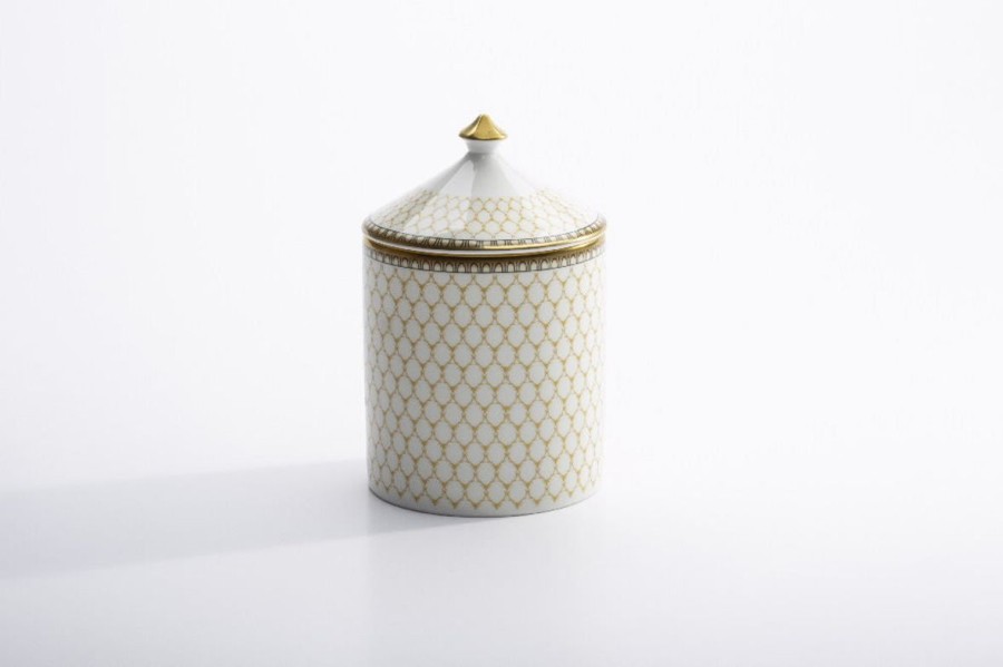 Halcyon Days Halcyon Days Antler Trellis Lidded Candle-Ivory/Gold/Hyacinth Clearance