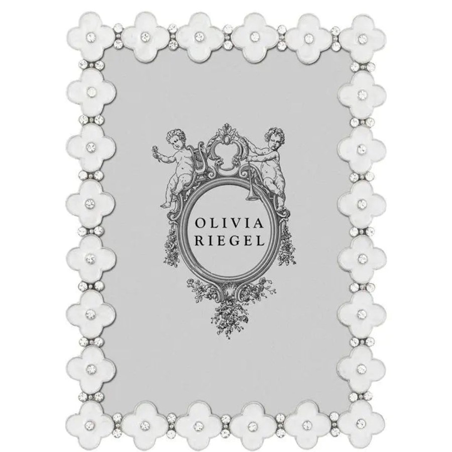 Olivia Riegel Olivia Riegel White Enamel Clover Frame New