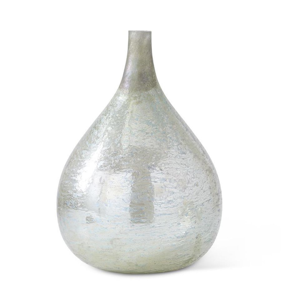 K&K Interiors K&K 10" Antique Light Green Matte Glass Long Neck Vase Online