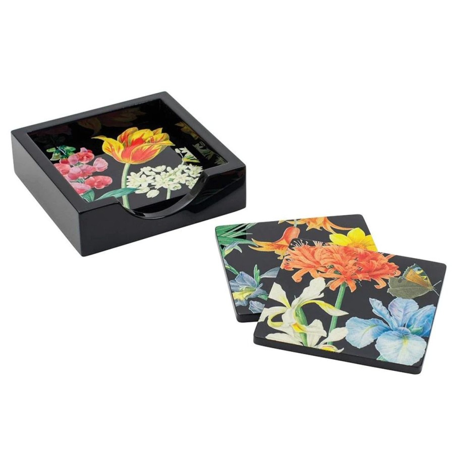 Caspari Caspari Redoute Floral Coasters In Holder Wholesale