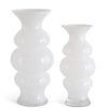 K&K Interiors K&K Set Of 2 White Glass Ribbed Hourglass Fluted Vases Wholesale