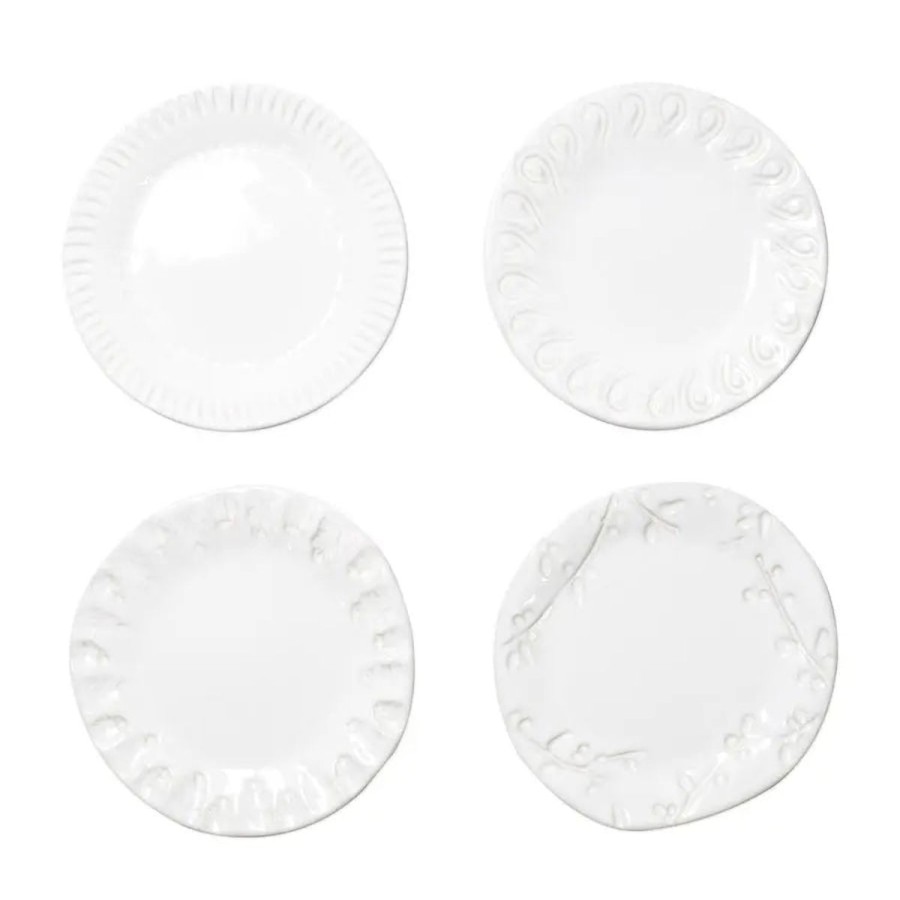 Vietri Vietri Incanto Stone White Assorted Canape Plates-Set Of 4 Wholesale