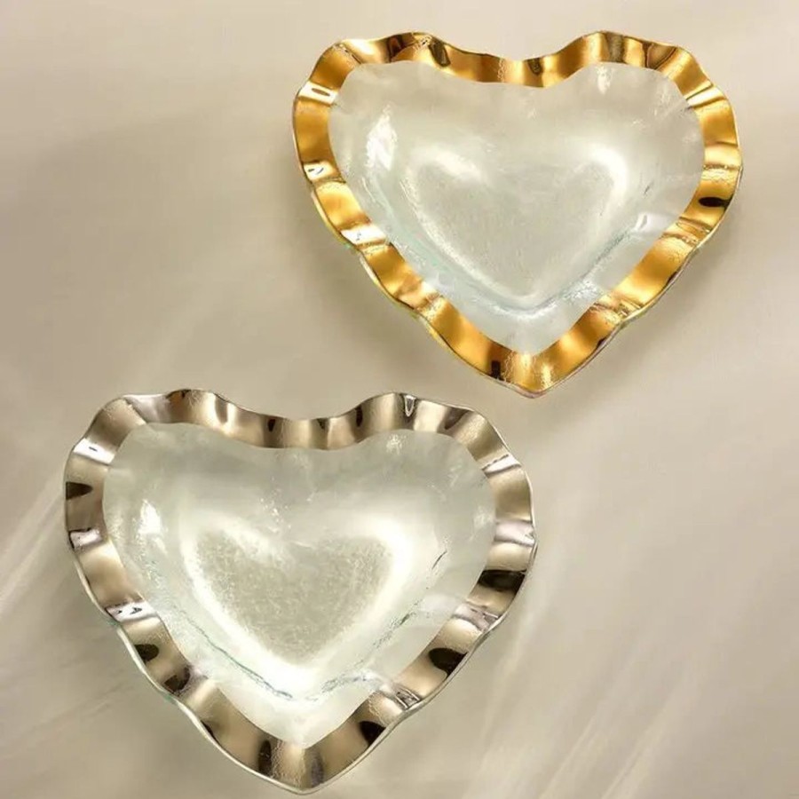 Annieglass Annieglass Ruffle Heart Bowl With 24K Gold Wholesale