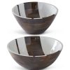 Gracious Home K&K Interiors Mango Wood Enameled Round Striped Bowls (Set Of 2) Hot