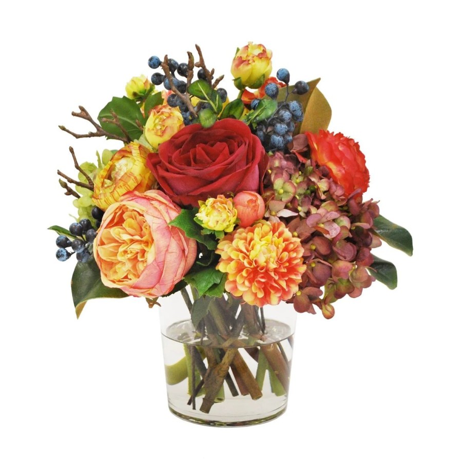 Winward International Winward Mix Fall Hydrangea & Rose In Vase Clearance