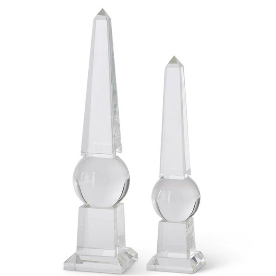 K&K Interiors K&K Set Of 2 Crystal Obelisks New