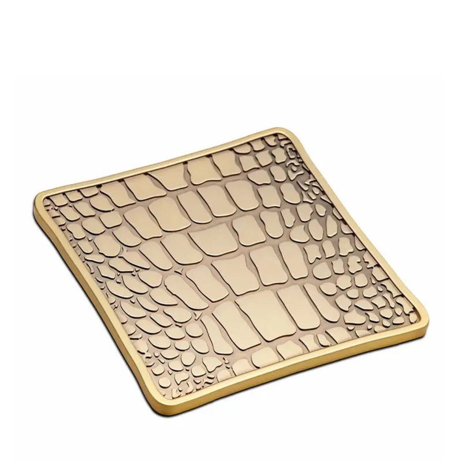 L'Objet D'Art L'Objet Crocodile Gold Coasters (Set Of 4) New