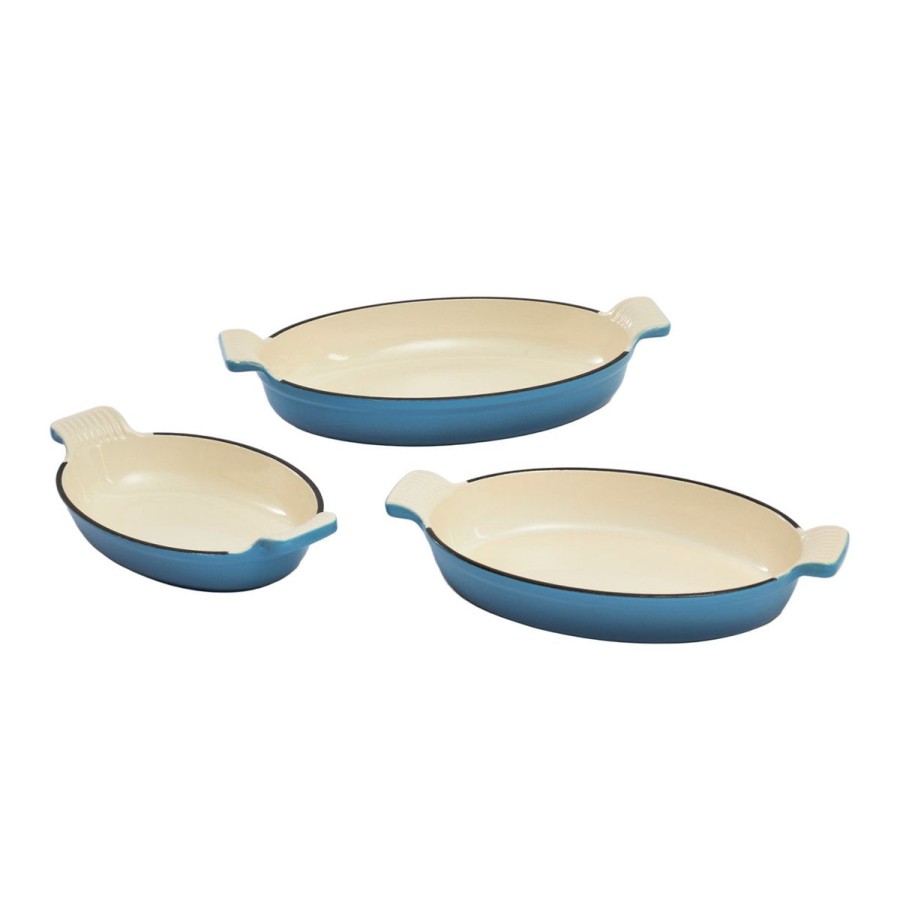 Gracious Home Kitchen 3 Pc Enameled Cast Iron Baking Dish Set Clearance