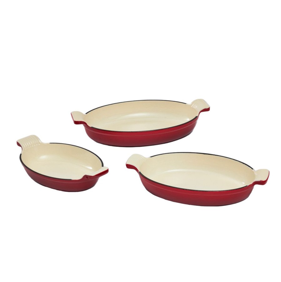 Gracious Home Kitchen 3 Pc Enameled Cast Iron Baking Dish Set Clearance