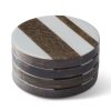 Gracious Home K&K Interiors Mango Wood Enameled Striped Coasters (Set Of 4) New