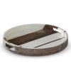 Gracious Home K&K Interiors Round Mango Wood Enameled Striped Tray New