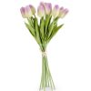 K&K Interiors K&K 13.5" Green/Purple Real Touch Mini Tulip Bundle (12 Stems) Clearance