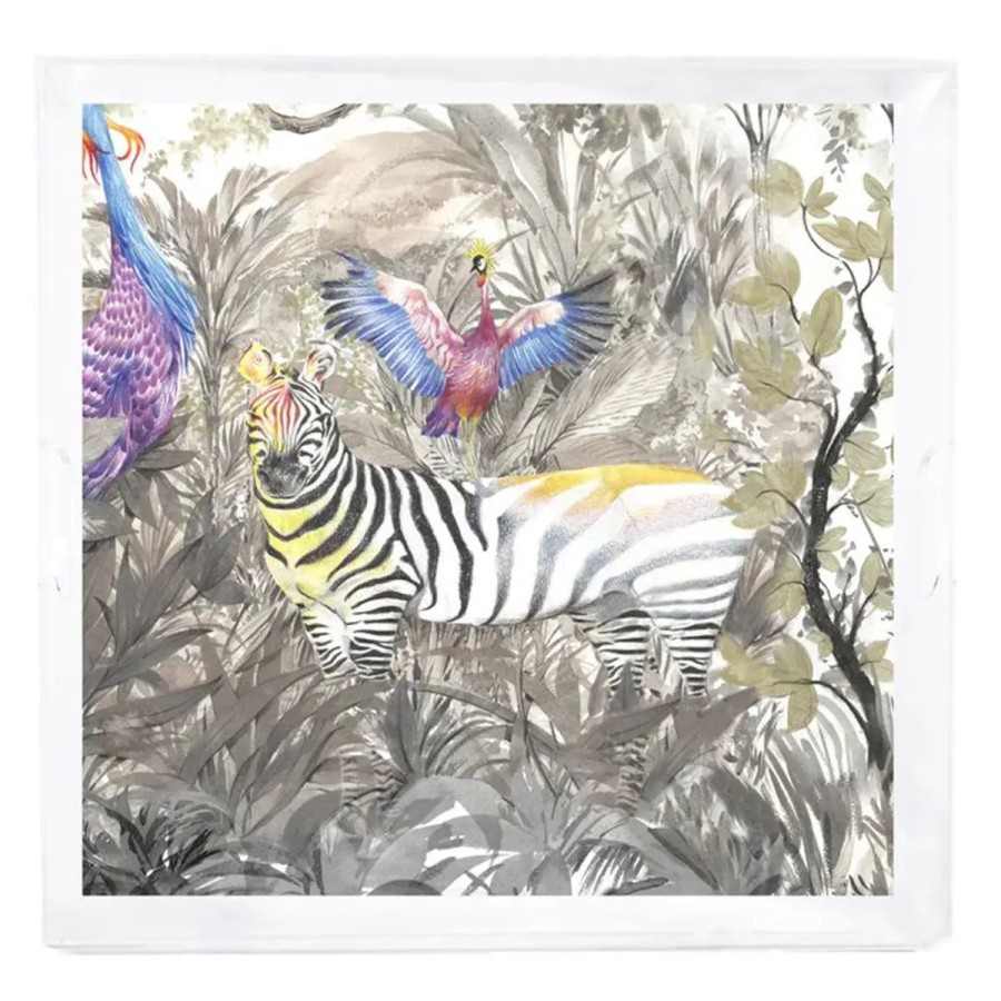 Nicolette Mayer Collection Nicolette Mayer Arcadia Zebra 18X18 Acrylic Tray Hot