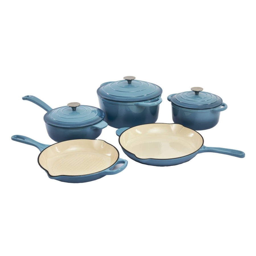 Gracious Home Kitchen 8 Pc Enameled Cast Iron Cookware Set New