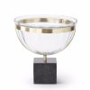 K&K Interiors K&K 9.25" Clear Glass Compote In Gold Frame On Square Marble Base Online