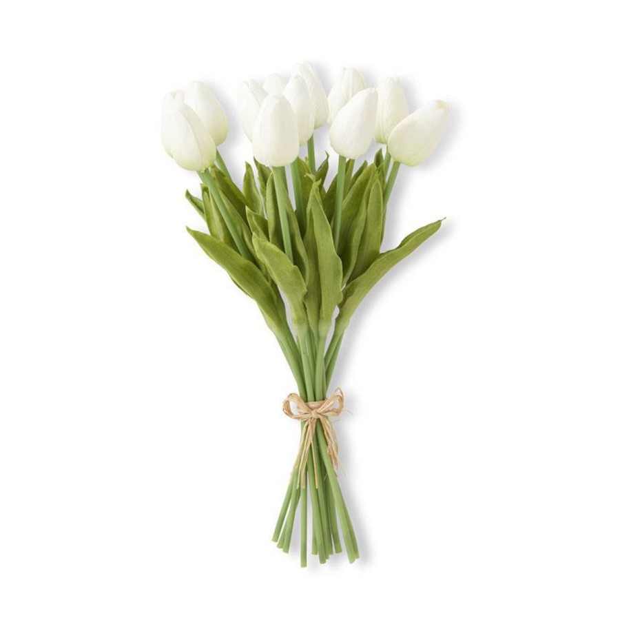 K&K Interiors K&K 13.5" White Real Touch Mini Tulip Bundle (12 Stems) Best