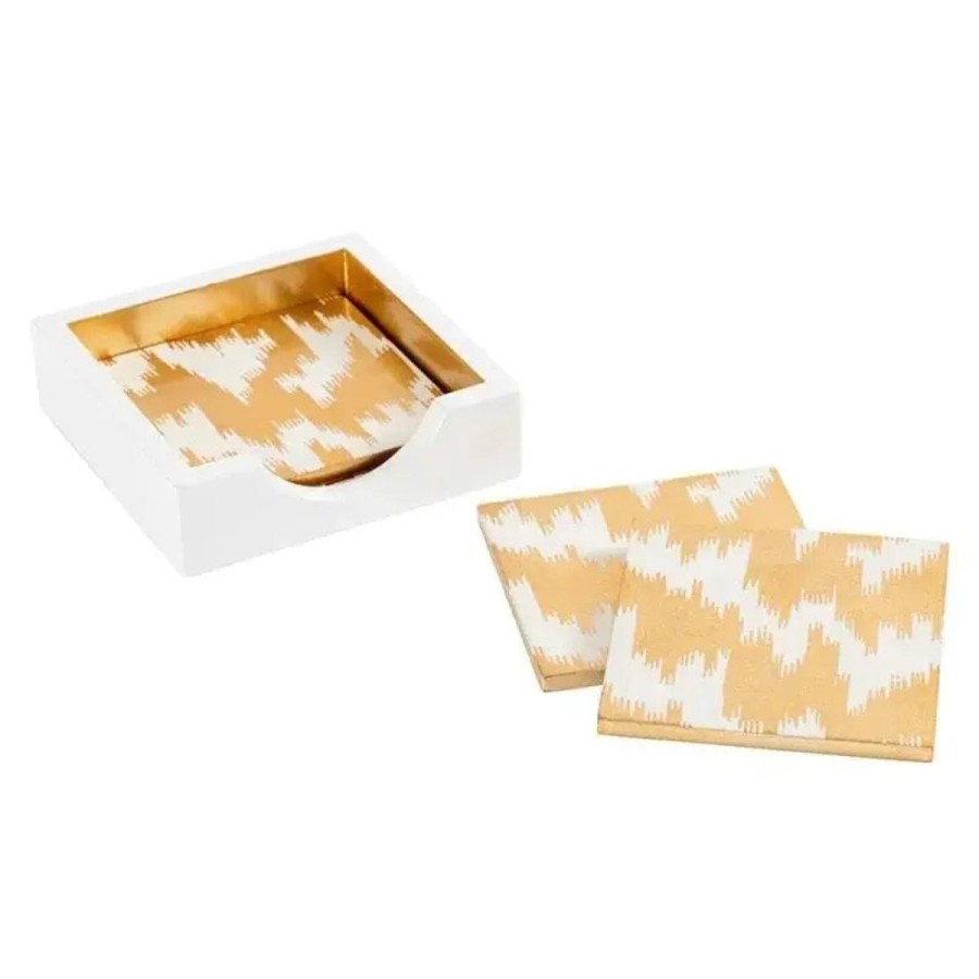 Caspari Caspari Modern Moire Coasters In Holder New