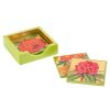 Caspari Caspari Jefferson'S Garden Study Square Lacquer Coasters In Holder Best