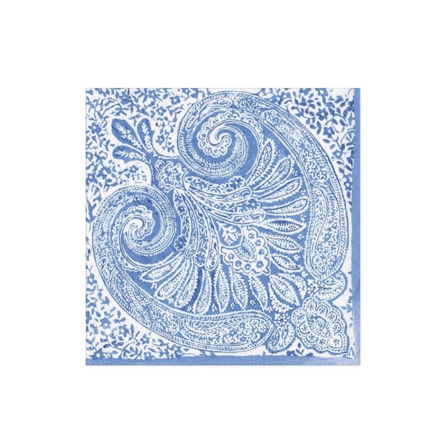 Caspari Caspari Paisley Medallion Blue Cocktail Napkin New