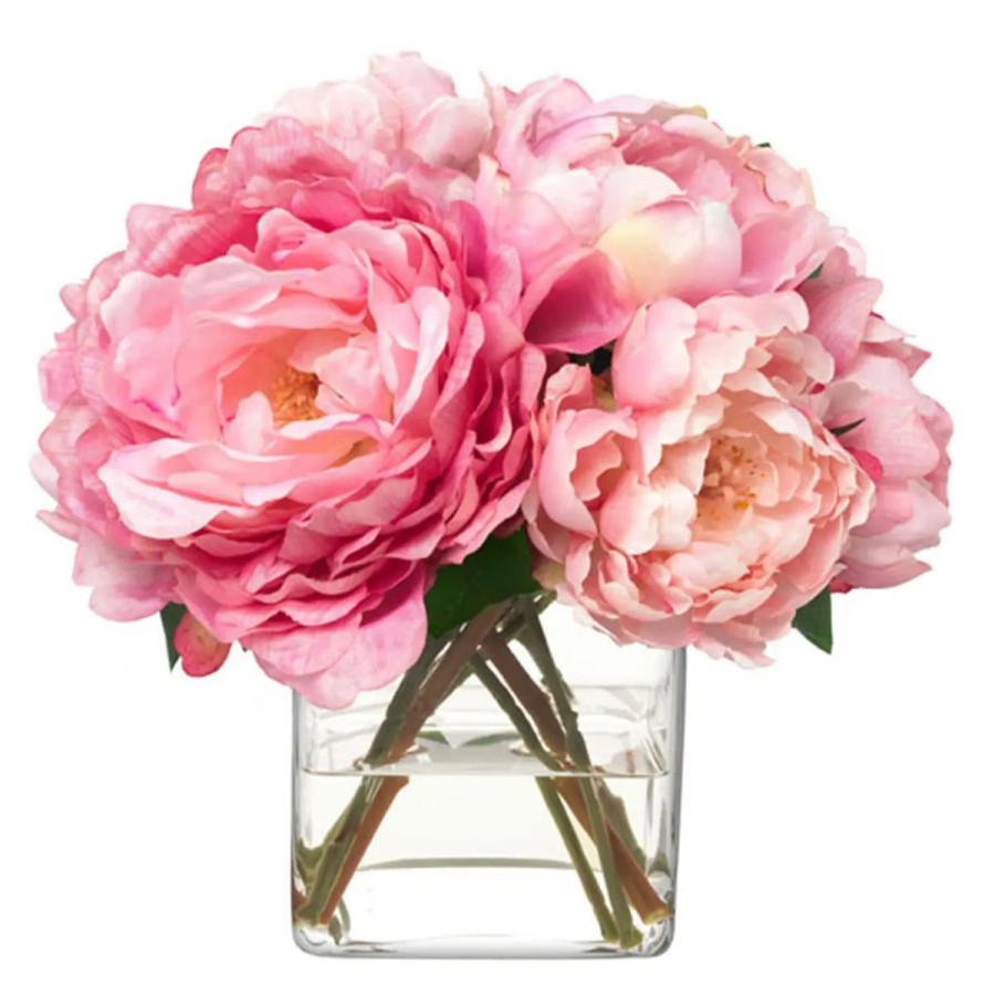 Diane James Diane James Pink Peonies In Glass Cube Wholesale