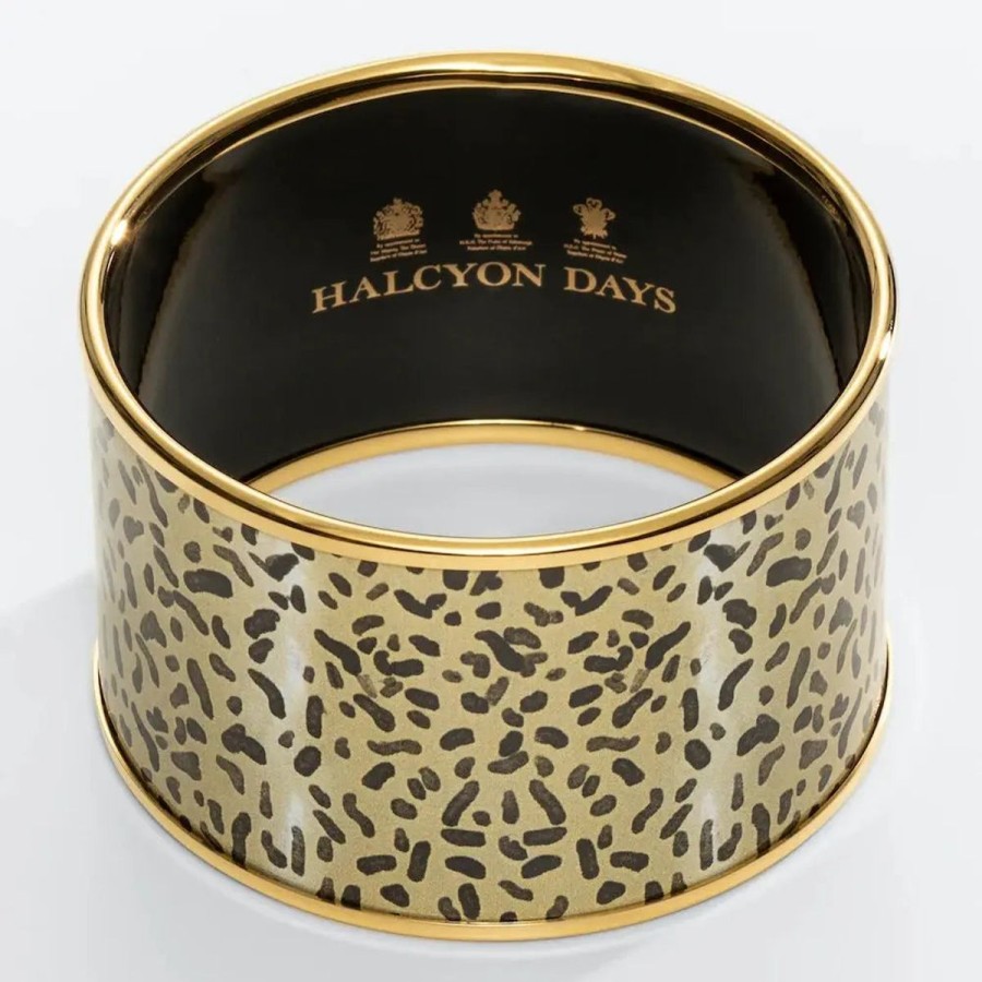 Halcyon Days Halcyon Days Leopard Gold Enamel Cuff Bangle Clearance