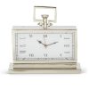 K&K Interiors K&K 13.5" Rectangular Silver Metal Table Clock Clearance