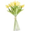 K&K Interiors K&K 13.5" Light Yellow Real Touch Mini Tulip Bundle (12) Best