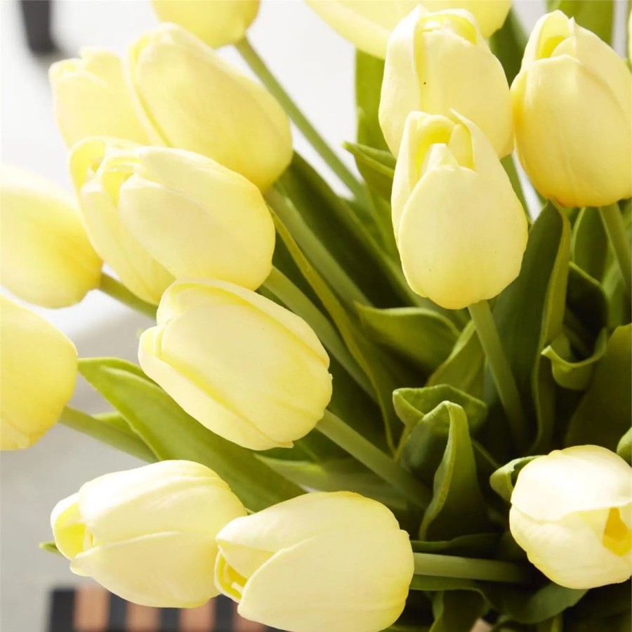 K&K Interiors K&K 13.5" Light Yellow Real Touch Mini Tulip Bundle (12) Best