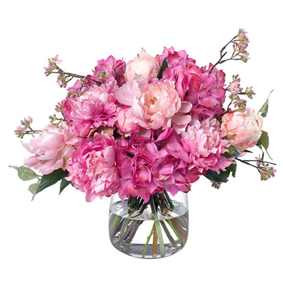 Diane James Diane James Pink Peony & Hydrangea Bouquet In Vase Wholesale