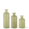 K&K Interiors K & K Interiors Set Of 3 Medium Green Glass Bottles Wholesale