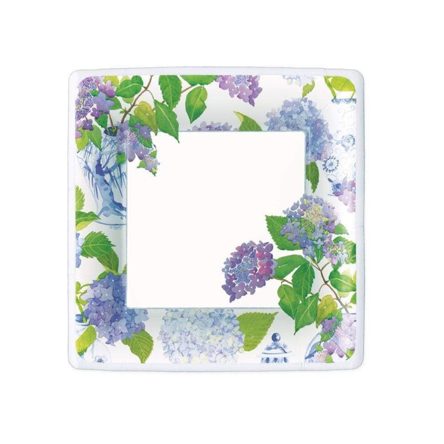 Caspari Caspari Hydrangeas And Porcelain Salad & Dessert Plates Wholesale