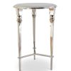 K&K Interiors K & K Interiors 23.25" Polished Silver & White Marble Round Side Table New