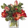 Diane James Diane James Red Amaryllis & Holly Bouquet In Vase Wholesale