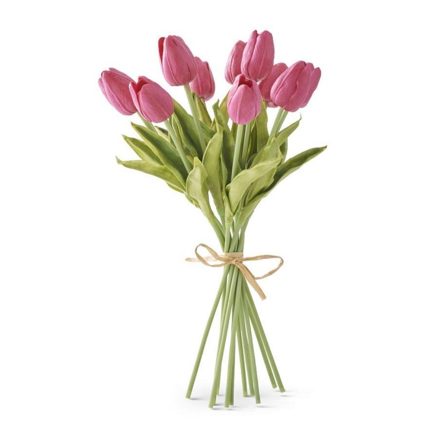 K&K Interiors K&K 13.5" Fuchsia Real Touch Mini Tulip Bundle (12 Stems) Online