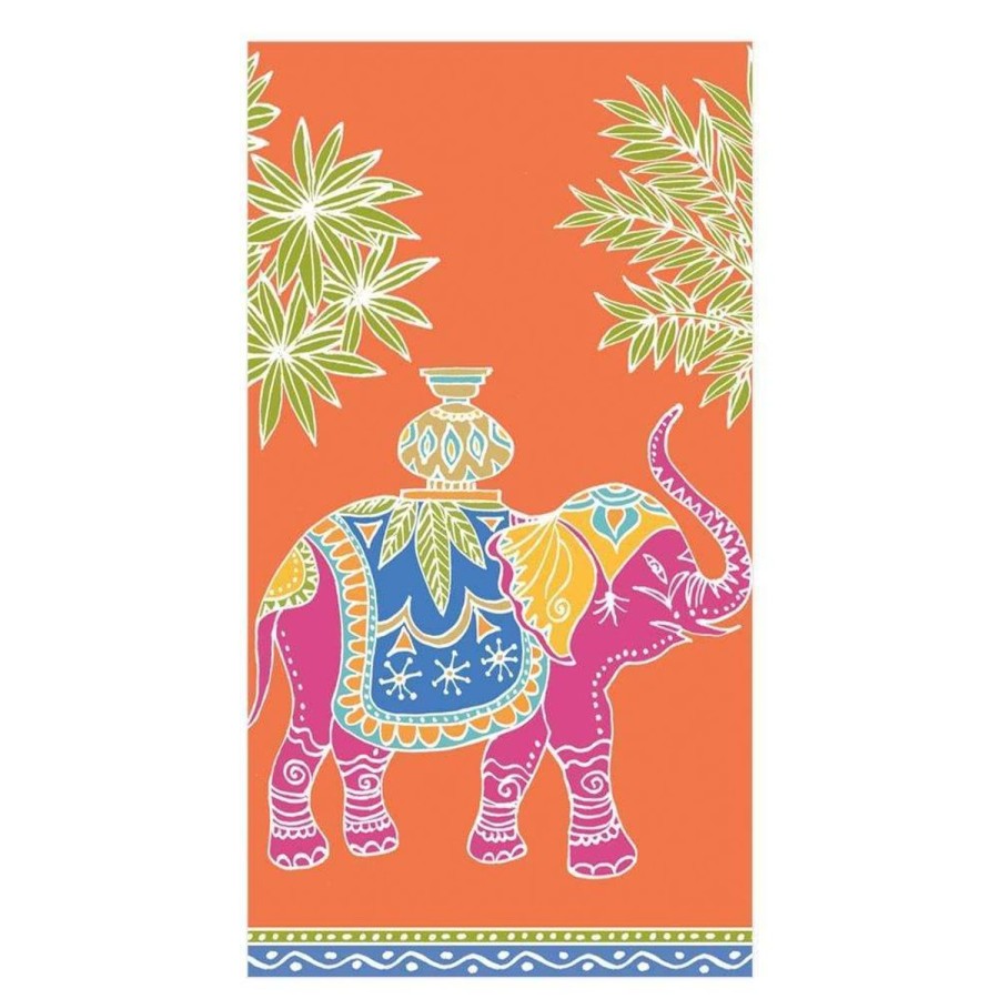 Caspari Caspari Royal Elephant Orange Guest Towel Best